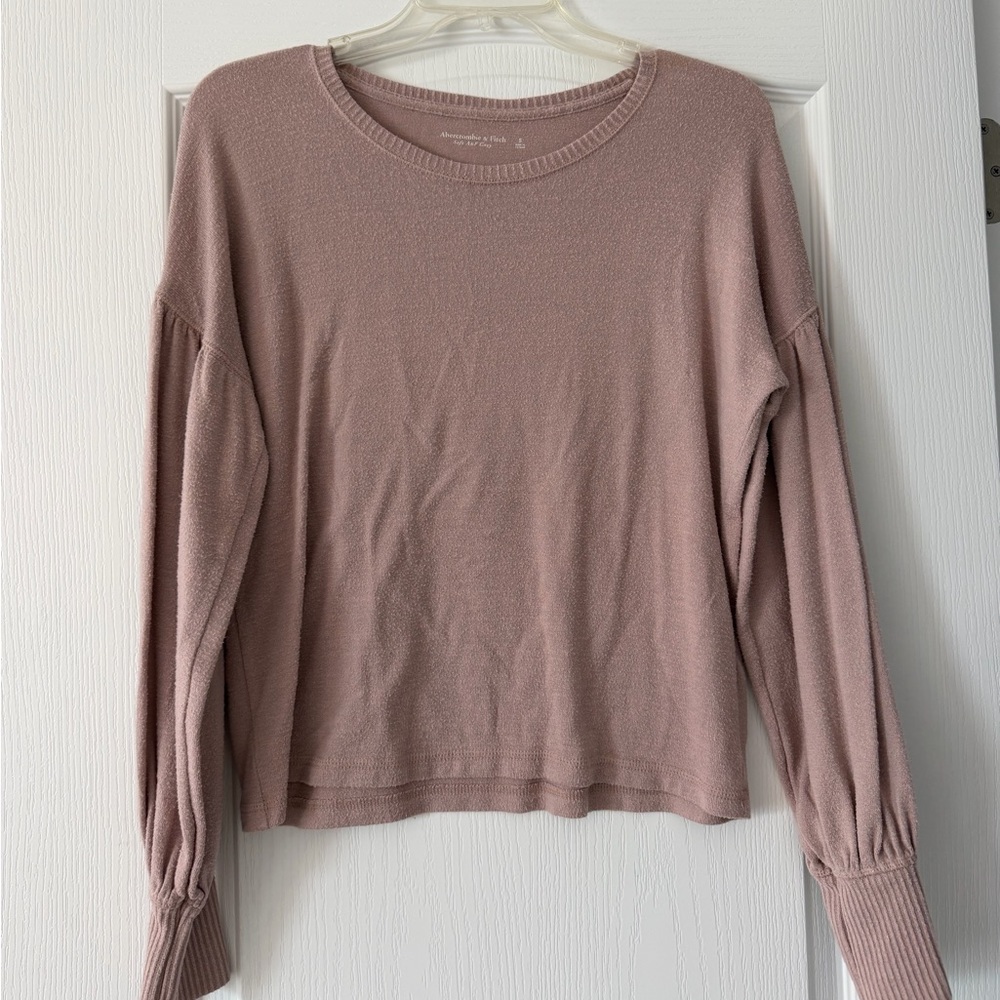 Abercrombie Soft Cozy Long-Sleeve Pullover Top - Dusty Rose Small